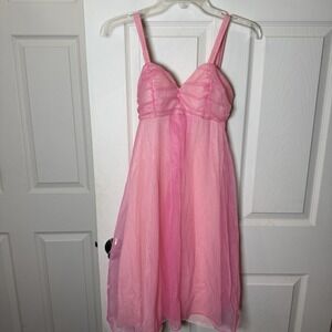 1960's Vintage Olga Babydoll Lingerie Pretty Pink Slip Dress Chiffon Romantic M
